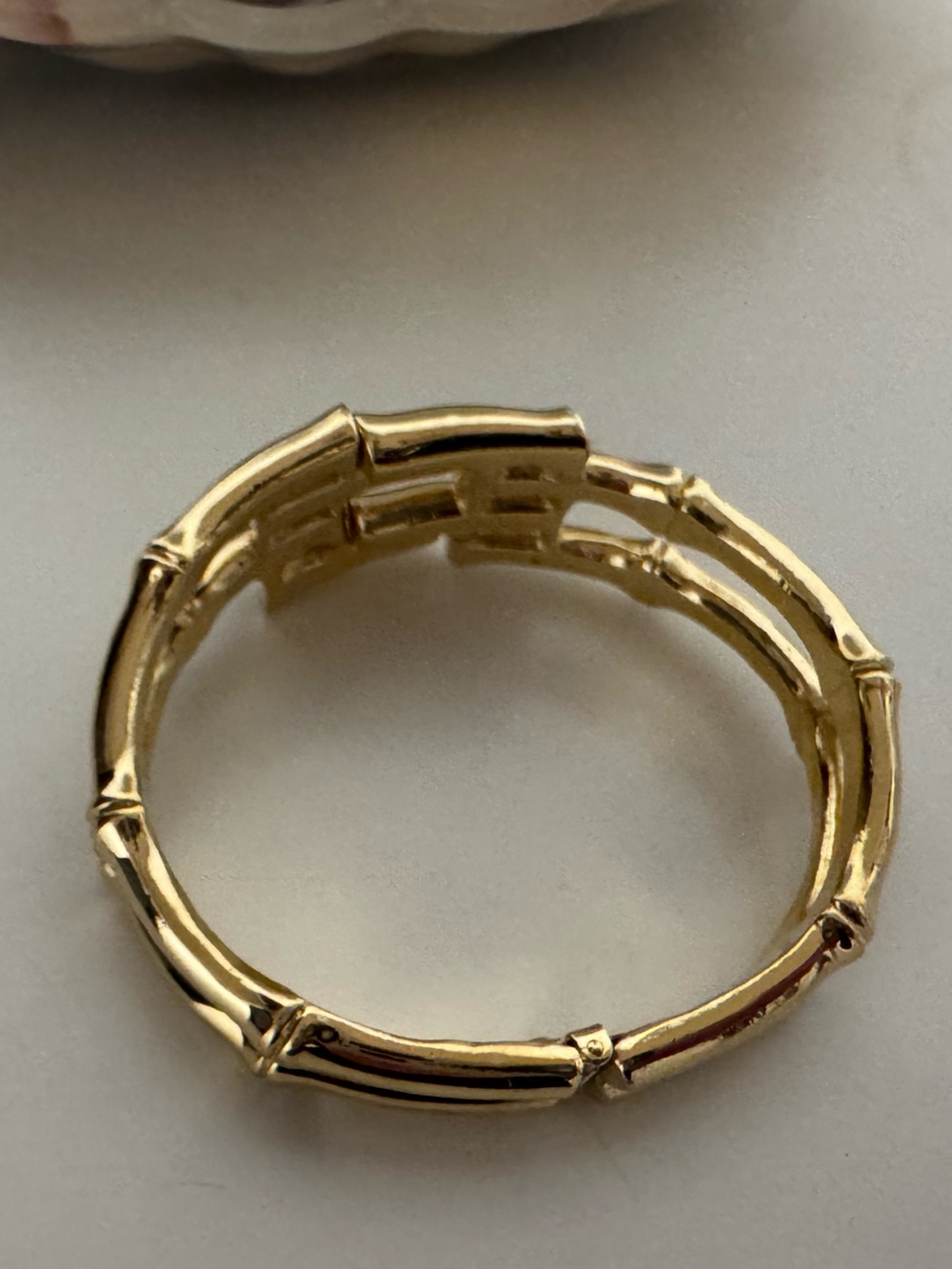 Gold tone Bamboo-Style Hinged Bangle Bracelet - Women Jewelry